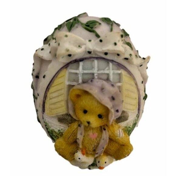 Cherished Teddies 1997 Easter Figurine Teddy Bear Ducks & Ivy Design 2.5" Res - Picture 2 of 4
